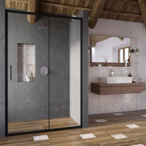 BLIX SLIM, BLSDP2-120, USA DUS, 2 ELEMENTE: FIX + CULISANT, PROFIL NEGRU+STICLA TRANSP., 120X195 CM, X0PMG0300Z1